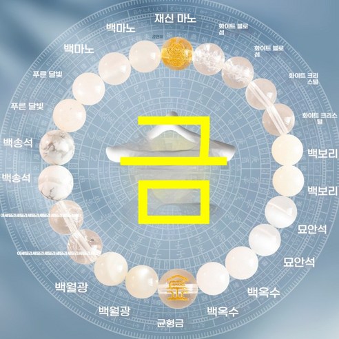 오행 팔찌 천연석 수정 용 운세 기운 향상 액세서리 악운 해소, 1개, 금