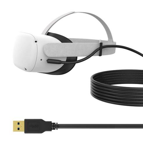 AFBEST Oculus Quest 2 VR 헤드셋용 5M 고속 데이터 전송 충전 케이블 USB 3.0 USB-A to Type-C 액세서리, 검정