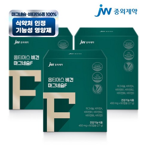 JW중외제약 옵티머스 비건 마그네슘F, 9개, 60정