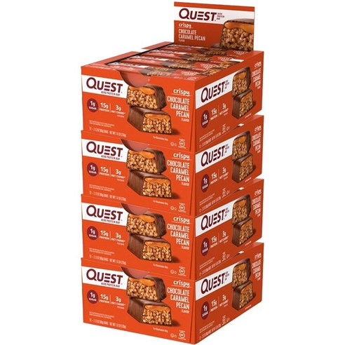 퀘스트뉴트리션 히어로 프로틴 바 크리스피 초콜릿 카라멜 피칸 맛, 초콜렛 카라멜 피칸, 720g, 4개