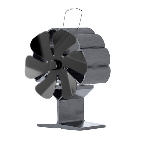 6개의 잎 열 강화된 목제 난로 팬 나무/통나무 버너 벽난로 친절한 팬, 110x145x90mm, 검은 색, 알루미늄 합금