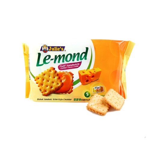 Szmart 마켓 줄리스 르몽드 체다치즈샌드위치 LEMOND 쿠키 72g 수련회 스낵바 스튜디오촬영 간식, 5개
