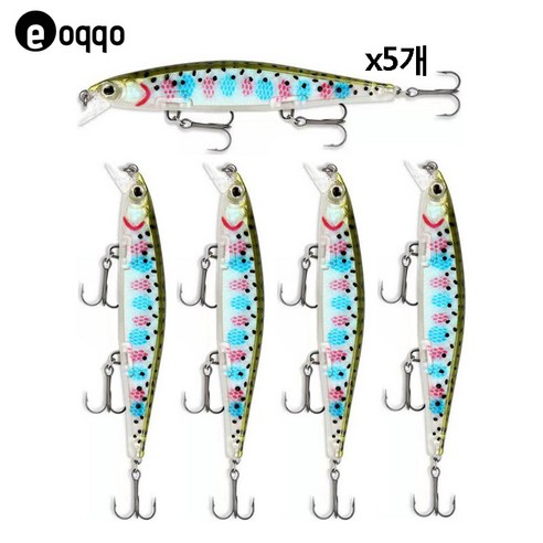 eoqqo 슬로우 플로팅 미노우 110mm 13g 루어낚시용품, H형 5개