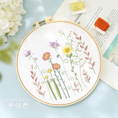 AMOONBEAM 자수 DIY 핸드메이드 자수 초보 제작자 꽃 리본 자수 십자수, A636 아리따운 자태