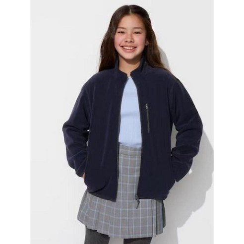 유니클로 키즈 아동 남아 여아 경량 파이핑 후리스 풀집 재킷 네이비 472079