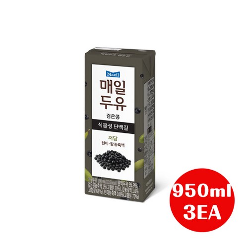 매일두유 검은콩 식물성 단백질 저당, 750ml, 3개