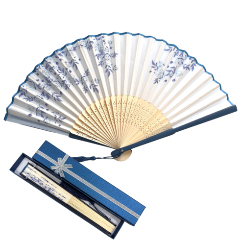 클로비 부채 외국인선물 전통 고급 실크 대나무 접이식 부채 한국 기념품 korean souvenir, 1개, 3.화이트플라워