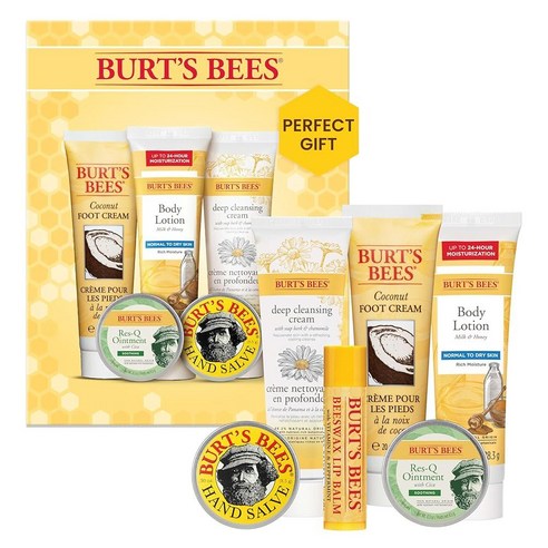 Burt's Bees 크리스마스 기프트 6종 세트 립밤 풋크림 바디로션 클렌징크림 오인트먼트 & 핸드살브 포함