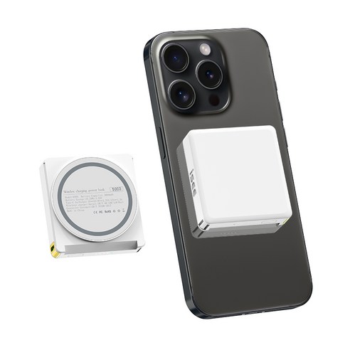 ISEE아이시 맥세이프 미니 고속 무선 보조배터리 5000mAh 20W+마그네트 링, 화이트
