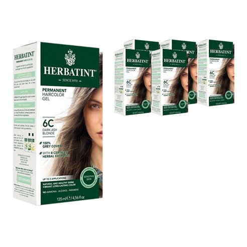 허버틴트 퍼머넌트 허벌 헤어컬러 젤 135ml, Dark Ash Blonde, 6개