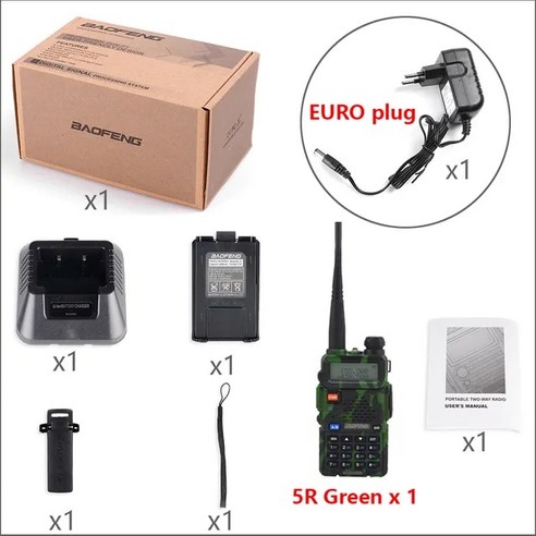 무전기 워키토키 라디오 전문 장거리 무선 양방향 햄, 5.Green EURO plug