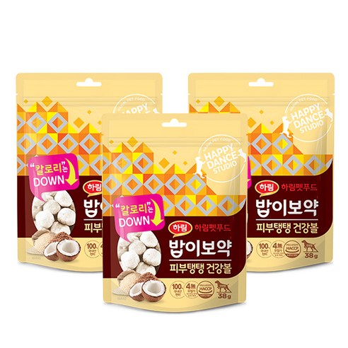 하림펫푸드 밥이보약 피부탱탱 건강볼, 현미, 38g, 3개