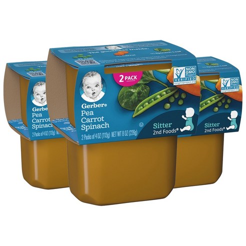 거버 어린이 식품 2단계 113g 2개입, 가든 베지터블 (Garden Vegetables), 226g, 3개
