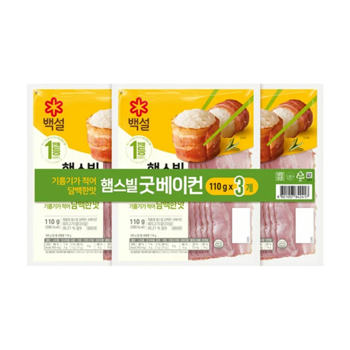 CJ 백설 햄스빌 굿베이컨, 110g, 12개