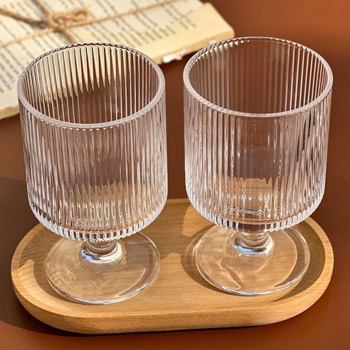 빈티지 플리츠 고블렛 커피잔 와인잔 240ml, 16개