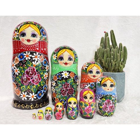 러시아전통 마트료시카(Matryoshka) 10단 중첩 네스팅인형, 스타일 C