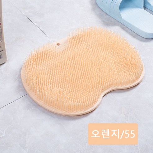 욕실용 풋 브러쉬 매트 벽걸이 빨판 마사지 매트 2개 세트, 1세트, 2개입, 오렌지