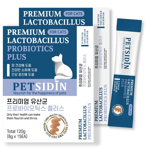 펫시딘 고양이 유산균 프로바이오틱스 장건강 건강한소화 건강증진 영양제, 15회분, 장건강/유산균, 2개