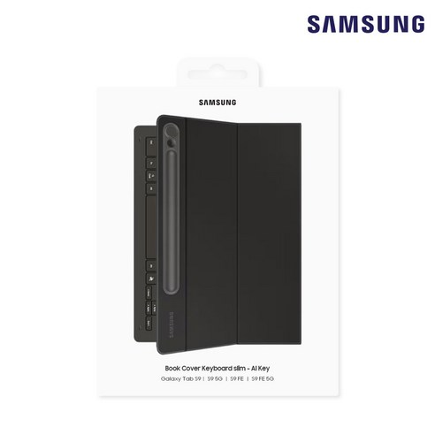삼성전자 갤럭시탭S9 AI 슬림 키보드 북커버 갤탭S9 FE 호환 태블릿거치 포고핀단자 EF-DX720 N, 블랙, 1개