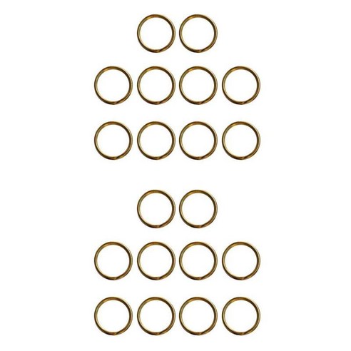 20x 황동 분할 키 링 루프 후프 홀더 15mm/12mm 라운드 서클 점프 링, 골드, 15 12mm