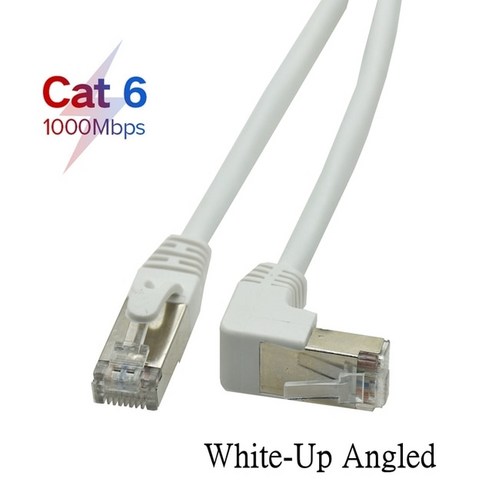 흰색 Cat6 이더넷 케이블 RJ45 네트워크 코드 패치 90 도 오른쪽 위 아래 왼쪽 각도 Cat6a 랜 숏 0.5m 1m 2m 3m 5m 10m, [06] 5m, [01] Cat6 1000Mbps, [07] UT-017-WH-UP
