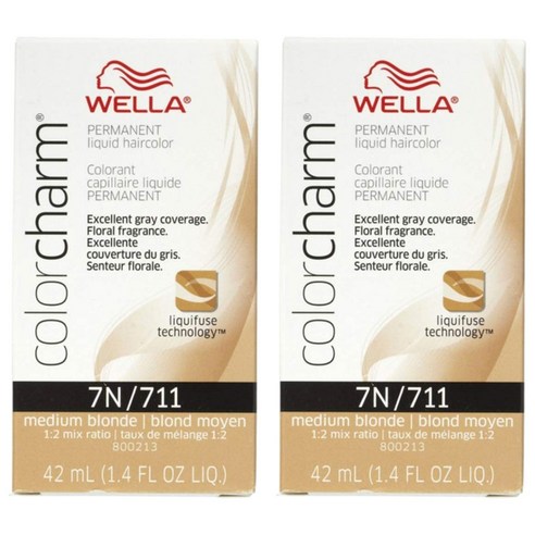 웰라 컬러참 퍼머넌트 리퀴드 헤어컬러 42ml, Medium Blonde, 2개