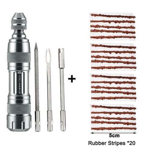 자전거 실란트 튜브리스 타이어 수리 키트 타이어 펑크 고무 줄무늬 도로 타이어 유지 보수 미니 도구, 도구 b(세트 1), 1개 자이언트펑크키트 Best Top5