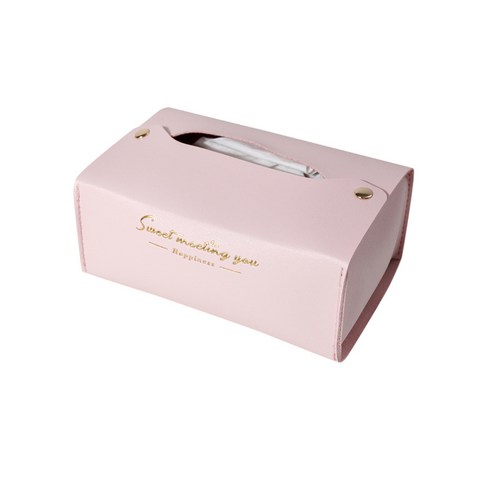 조직 상자 거실 데스크탑 티 테이블 자동차 가죽 간단한 종이 상자 창조적 인 가벼운 럭셔리 현대 하이 엔드 감각, 핑크
