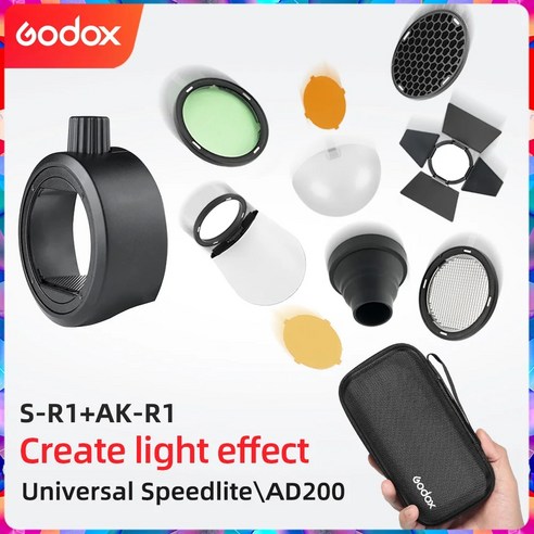 Godox AK-R1 + S-R1 헛간 문 스누트 컬러 필터 반사판 벌집 디퓨저 볼 키트 Godox AD200 H200R V1 플래시 헤드, 5)AK-R16 고독스스피드라이트 Best Top5