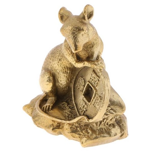 중국어 조디악 동물 인형 동상 순수 황동 12 Shengxiao 조각 새해 선물, 쥐, 구리