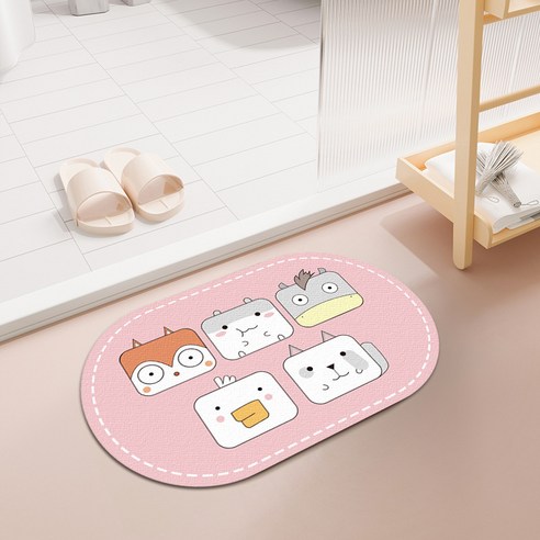 만화 깔개 흡수 화장실 화장실 문 매트 입구 침실 카펫 가정용 욕실 미끄럼 방지 발판, 40*60cm, 타원. - 우주 고양이.