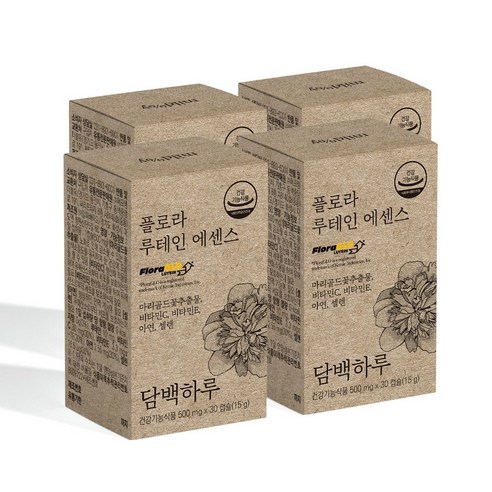 담백하루 플로라 루테인 에센스 DSM 플로라글로 비타민C 비타민E 아연 셀렌, 30캡슐, 500mg, 4개