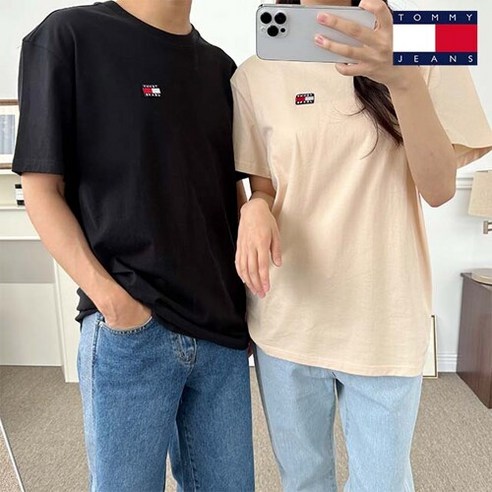 타미힐피거_ [타미진스] 남녀공용 클래식 라운드넥 반팔티 (2 color)