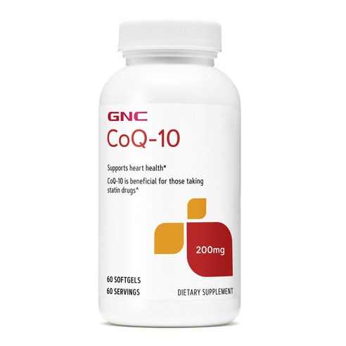 GNC CoQ-10 200mg 소프트젤 글루텐 프리 무설탕, 60개입, 1개, 60정