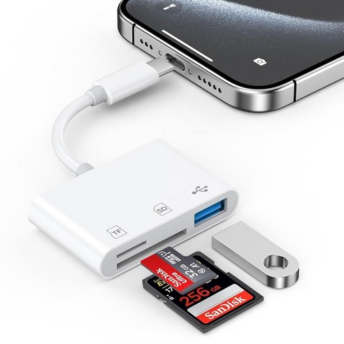 USB C SD 카드 리더기 Micro 3 포트가 된 in 1 iPhone 15 Plus Pro Max iPad Mini와 호환되는 Type TF 메모리 에어 맥 sd카드리더기아이폰 Best Top5