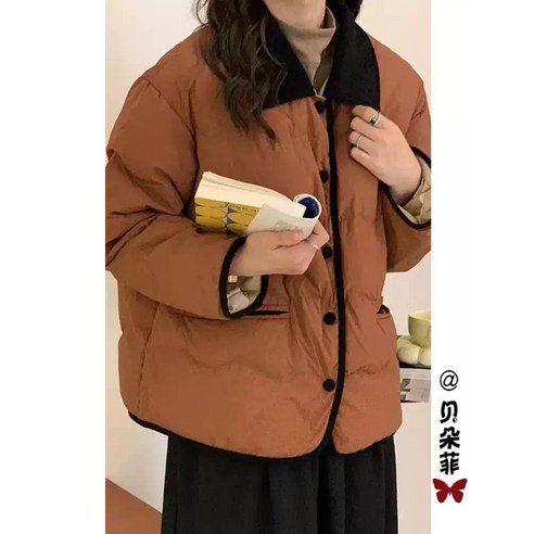 가볍고 따뜻한 여성용 오버핏 퀄팅 다운 숏패딩 자켓