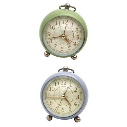 2pcs 현대 알람 시계 승/야간 조명 가정용 탁상용 이중 목적 시계, 금속, 녹색+파랑