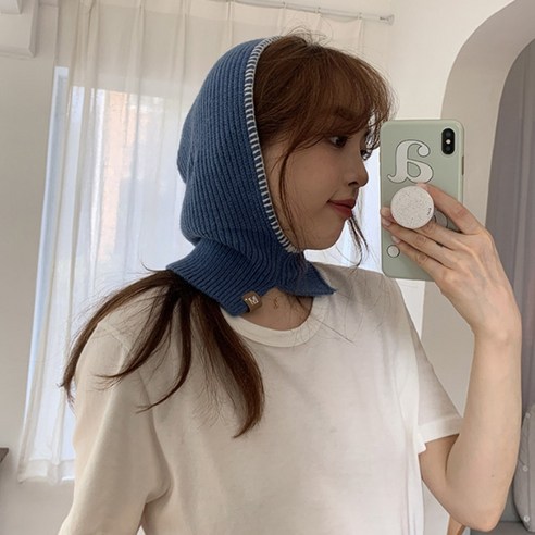 주디앤 여성 월비아 배색 스티치 바라클라바, 블루