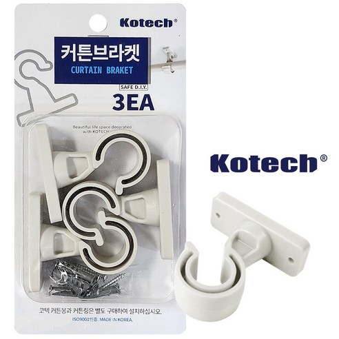 코텍 커튼 브라켓 3개입 아이보리 K-3990 (25mm 나사포함 커텐걸이 커튼레일고정 천정 벽면 커텐봉걸이), 25mm용, 3개