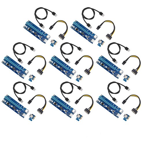 Lopbinte 미니 PCI-E-PCI 익스프레스 익스텐더 라이저 카드 PCIE 1X-16X 데이터 케이블 SATA-비트코인 채굴용 6Pin 전원 공급 장치