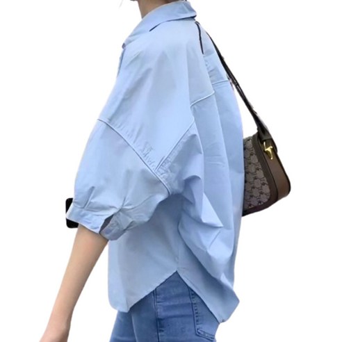 바이엘라 여성 루즈핏 반팔 블라우스 셔츠