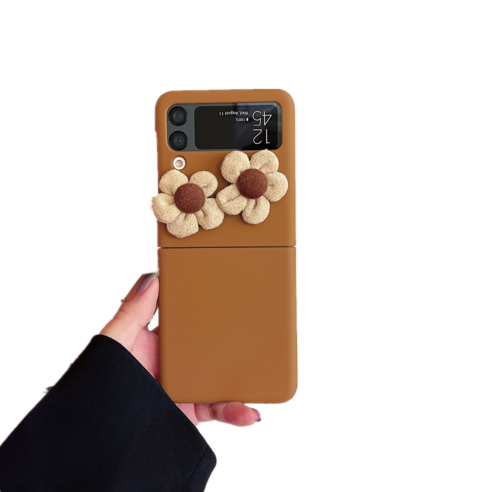양모 꽃 브래킷 접힌 화면 휴대폰 케이스 적용 가능 삼성 Galaxy Zflip3 보호 커버