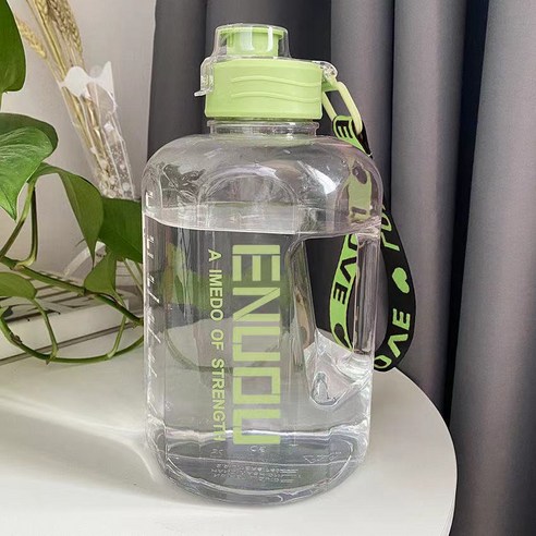 2200ml 대형 플라스틱 물 컵 대용량 스포츠 버킷 피트니스 공간 컵 휴대용 톤 톤 버킷 컵, 초록, PC 고온 저항-2200ML