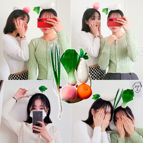 [풀문]놀이동산 파티 운동회 생일 인싸 웃긴 소품 파티 머리띠 야채or청과머리띠, 귤, 1개