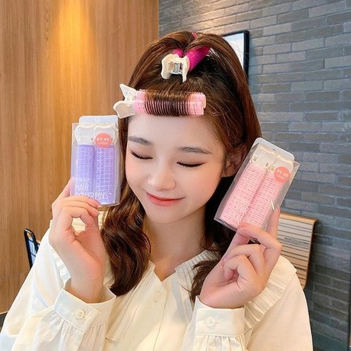 셀프 집게그루프2P, 민트색상 2개로 뿌리볼륨을 쉽고 손상없이 만드는 앞머리 헤어롤 뿌리펌롯드