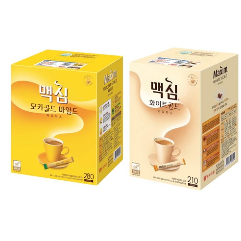 맥심 커피믹스 (모카골드 280 + 화이트골드 210), 1세트, 490개입, 12g