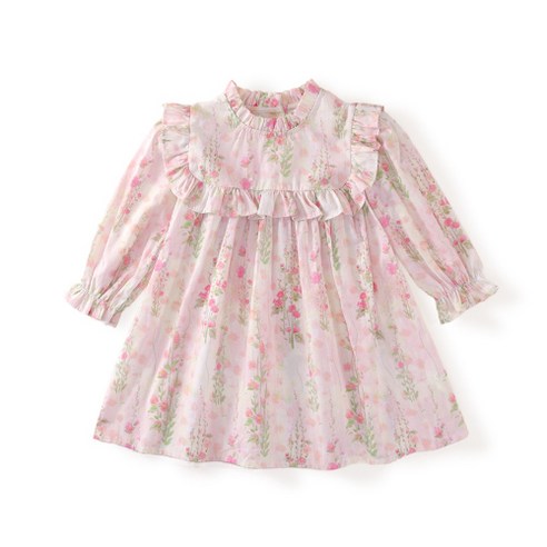 유아 여아 플라워 프릴 쉬폰 원피스 봄가을 아동 공주 원피스