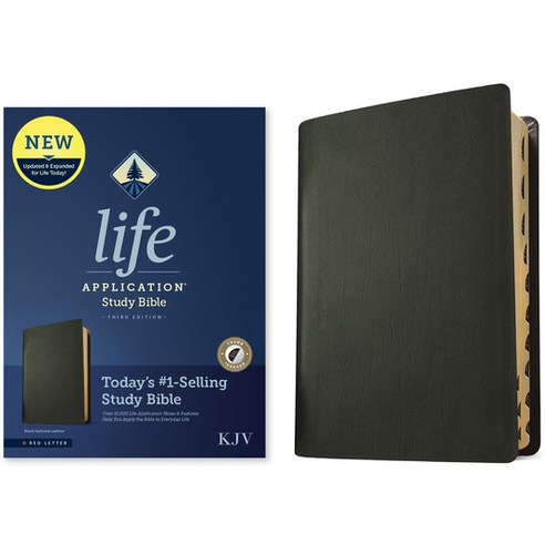(영문도서) KJV Life Application Study Bible Third Edition (Red Letter Genuine Leather Black Indexed) Leather, Tyndale House Publishers, English, 9781496477378