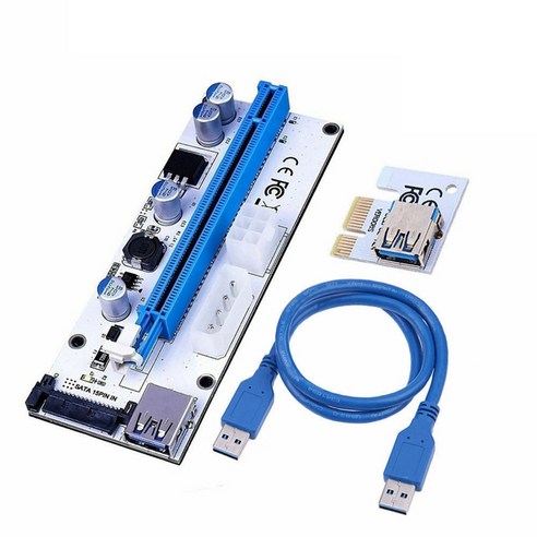 VER 008S PCI-E 라이저 Express 1X ~ 16X USB 3.0 이미지 마이닝 확장 케이블, 하나, 블루 & 화이트