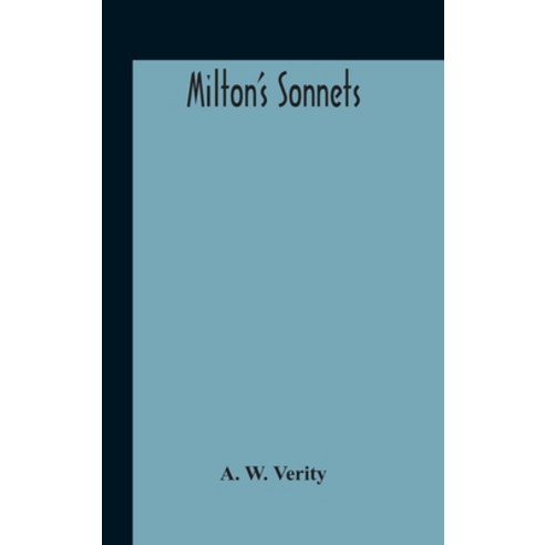 Milton''S Sonnets Hardcover, Alpha Edition, English, 9789354188732